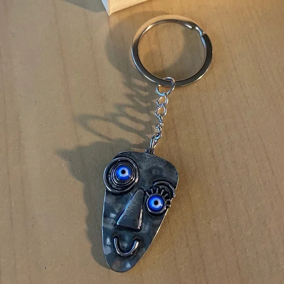 Artisan Metal faced Evil Eye Keyring keychain - Picture 2 of 5